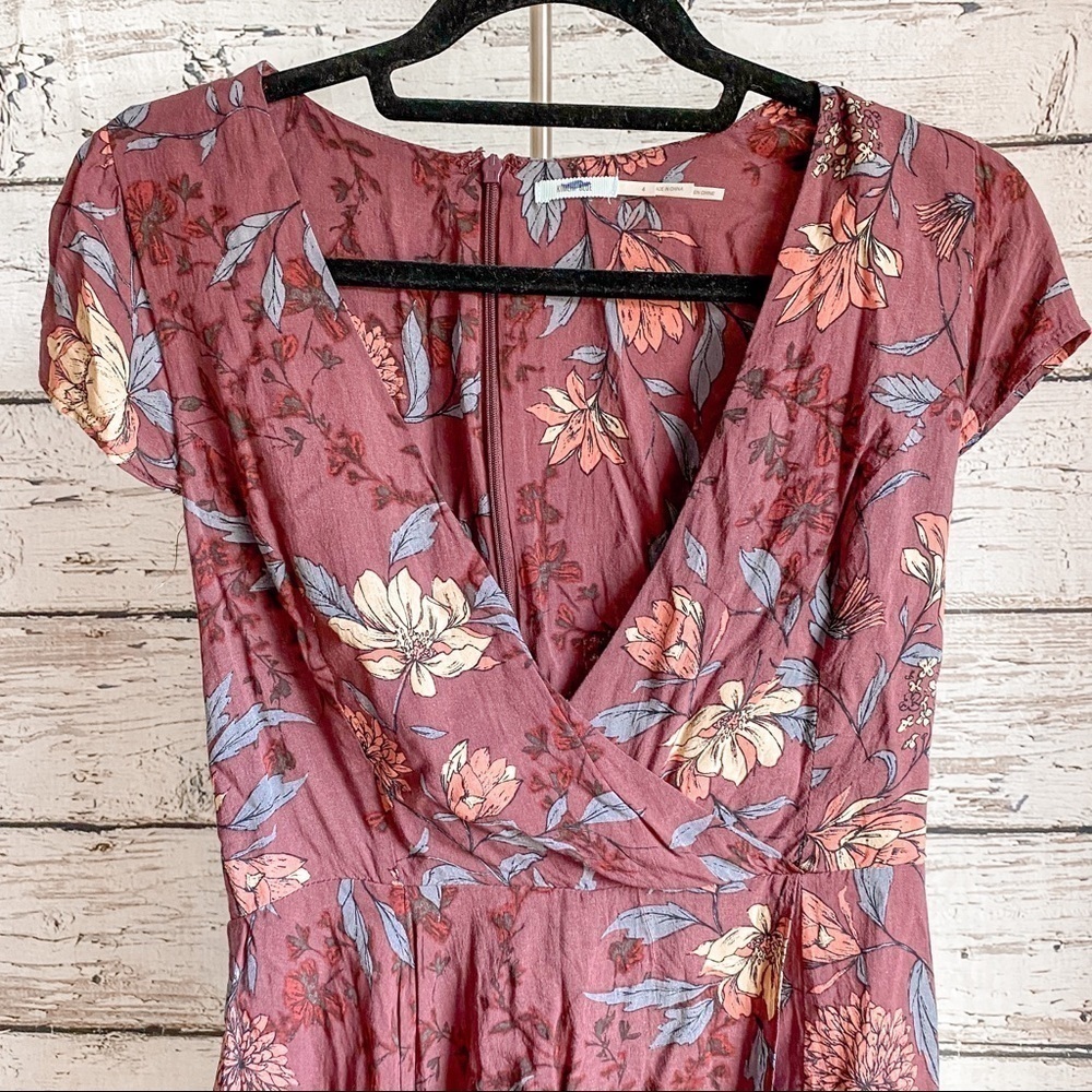 UO Kimchi Blue Maroon Floral Anita Ruffle Romper - Picture 5 of 12